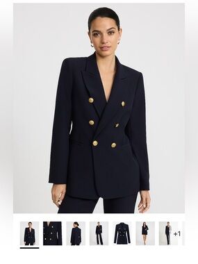 Express Navy Double-Breasted Blazer with Gold Buttons